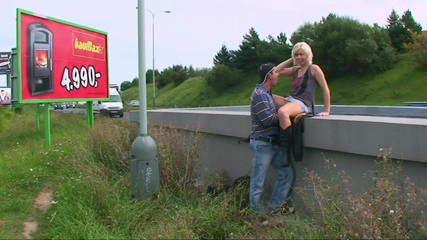 Outdoor Chicks Scene 4 - Dirty blonde with small tits likes to fuck in panties by the side of the highway