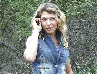 Outdoors sensual scene from hot blonde chick