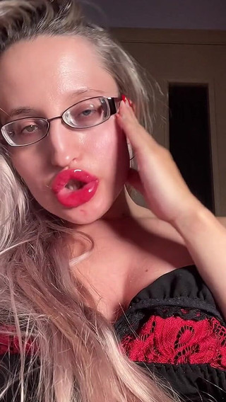 Bimbo Big Lips Blowjob JOI Eye Glasses